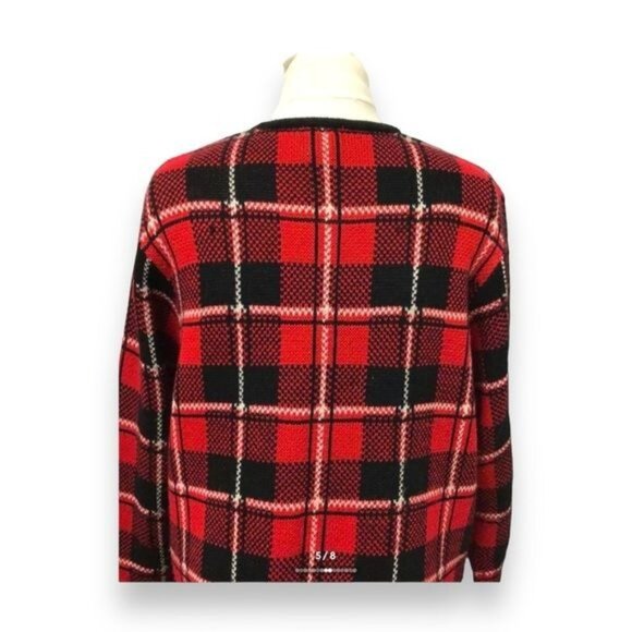 Liz Baker Women’s Cardigan Sweater VTG 80s/90s Button Up Tartan Plaid Holiday 1X - Picture 6 of 9